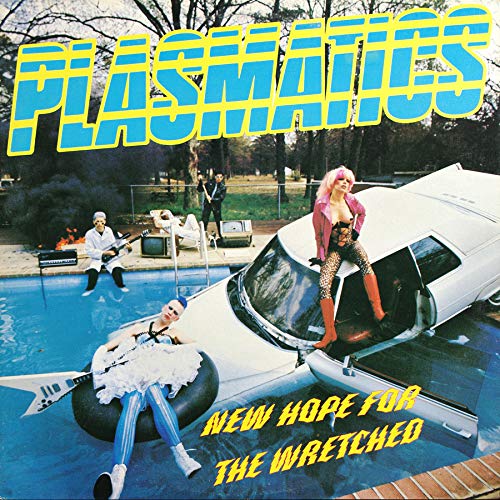 Album cover: people in a pool with a car, bold text "Plasmatic's".