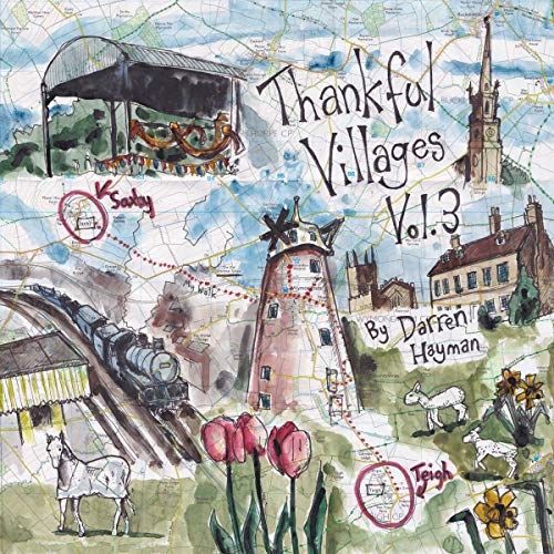 Watercolor album cover depicting rural scenes, titled "Thankful Villages Vol. 3".