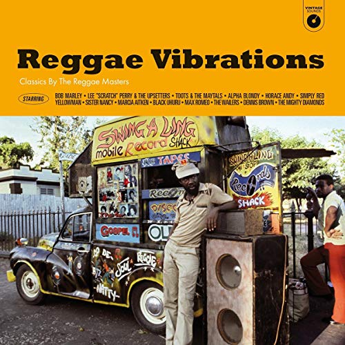 Reggae Vibrations vinyl album cover featuring a brightly painted mobile record shack.
