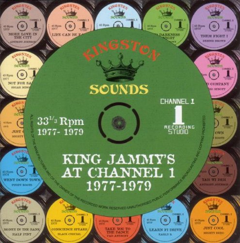 Green vinyl record with "King Jammys - At Channel 1 1977-1979" text and crown logo.