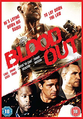 Blood Out" DVD cover featuring three men and bold red text.