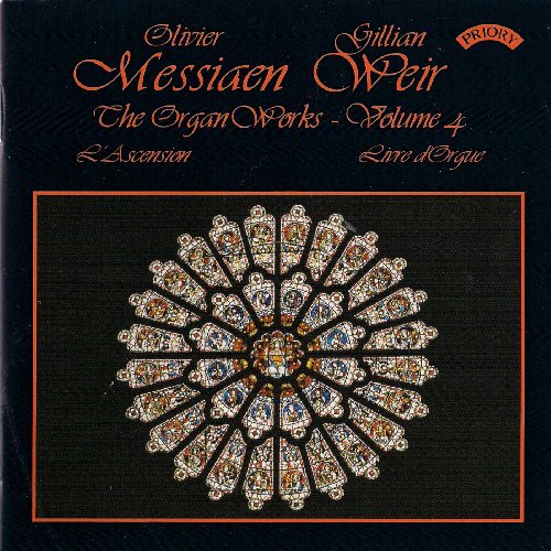 CD cover for Messiaen’s organ works, volume 4, with stained glass image.