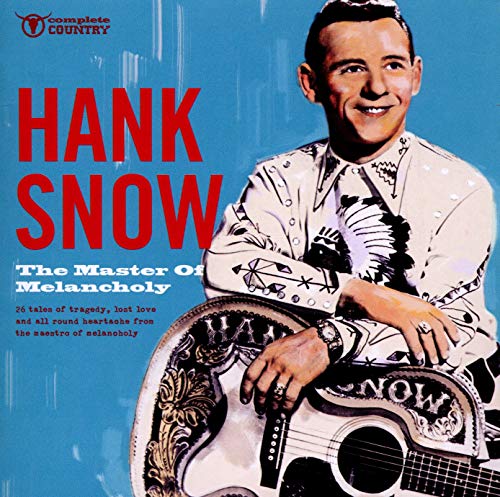 Hank Snow album cover, smiling man with guitar, blue background.