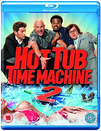 Hot Tub Time Machine 2" Blu-ray cover featuring four men and a pool scene.