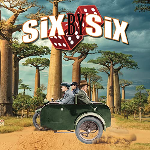 Album cover: Three people in a vintage car among baobab trees.