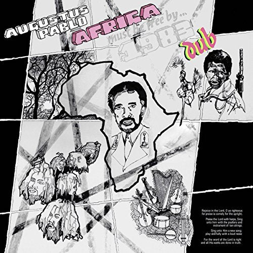 Augustus Pablo album cover: black and white illustration with portrait and map.