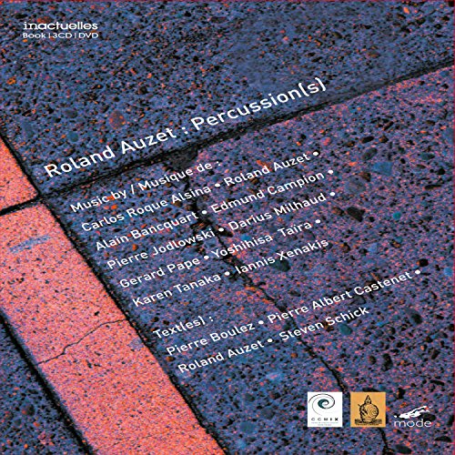 CD cover for Roland Auzet’s “Percussions(s)” with textured, angled design.