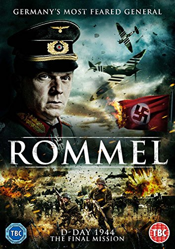 DVD cover for “Rommel” featuring a general, planes, and battle scenes.