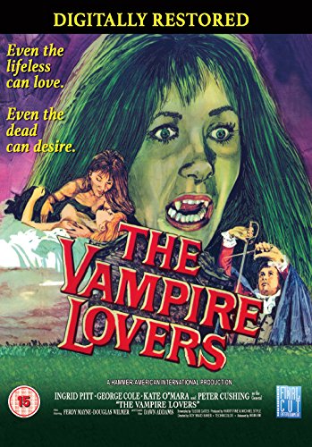 DVD cover for "The Vampire Lovers" featuring a pale, green-skinned woman.