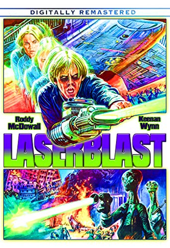Laserblast" DVD cover featuring people with guns and a futuristic spaceship.