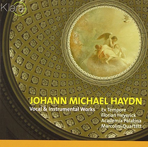 CD cover with an oval painting of angels and classical text.