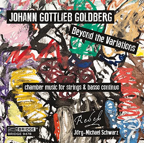 CD cover with abstract colorful scribbles and text for Johann Gottlieb Goldberg.