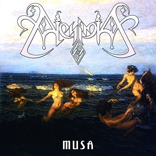 CD cover: mythical figures amidst stormy seas, ornate lettering.