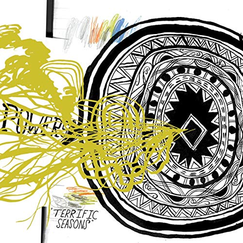 CD cover with abstract black and yellow designs, and text “Terrific Seasons”.