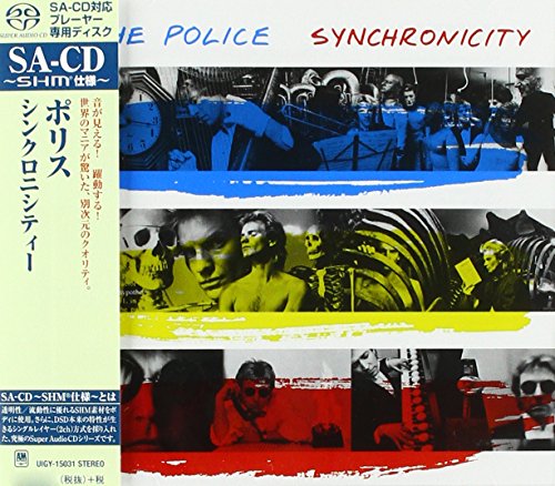 Police’s “Synchronicity” SHM-SACD album cover featuring band members in monochrome.