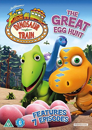 Dinosaur Train The Great Egg Hunt DVD cover featuring three cartoon dinosaurs and eggs.