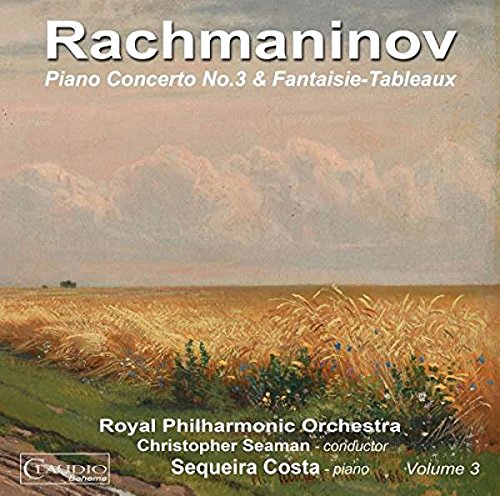 CD cover: Rachmaninov Piano Concerto No. 3 with field landscape painting.