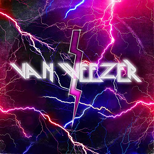 “Van Weezer” album cover with silver text and pink/blue lightning bolts.