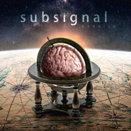 CD cover: brain in a brass astrolabe against Earth and stars.