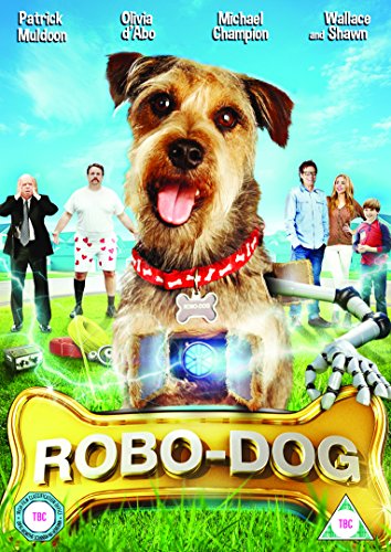 Robo-Dog" DVD cover featuring a large, robotic-looking terrier and cast members.