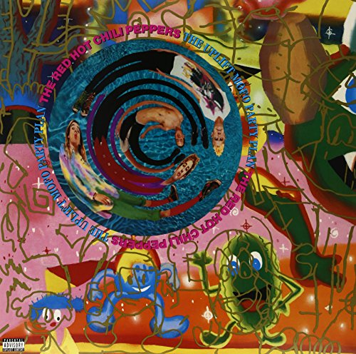 Album cover for Red Hot Chili Peppers’ “Uplift Mofo Party Plan” with swirling art.