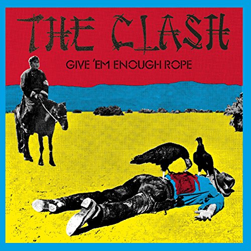 The Clash album cover: cowboy, vultures, and a person lying on yellow ground.