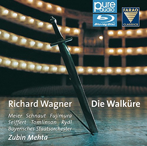 Blu-ray cover for Wagner’s “Die Walküre” featuring a sword and theater lights.