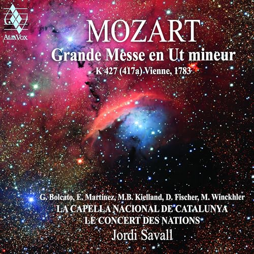 CD cover for Mozart’s Great Mass in C Minor with nebula image.