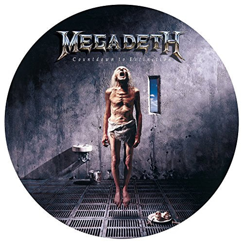 Megadeth “Countdown to Extinction” vinyl record cover with distressed figure.