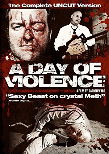 DVD cover for "A Day of Violence" featuring violent imagery and two men.