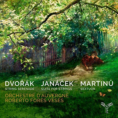 CD cover with a painting of a forest and a person in red.
