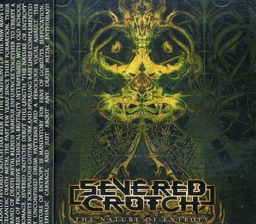 CD cover for "Severed Crotch" with a distorted, green and black skull image.