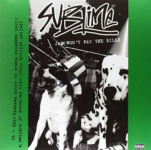 Sublime album cover featuring dogs and a cassette tape, green border.