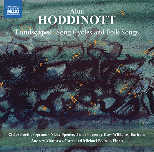 CD cover for Alun Hoddinott’s “Landscapes” with abstract green and black art.