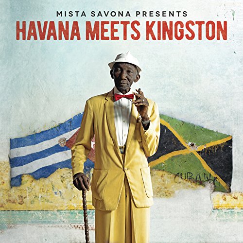 Album cover: elderly man in yellow suit with Cuban and Jamaican flags.