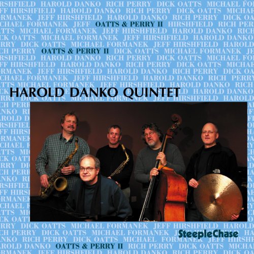 Jazz quintet performing, CD cover for Harold Danko’s “Oatts & Perry II”.