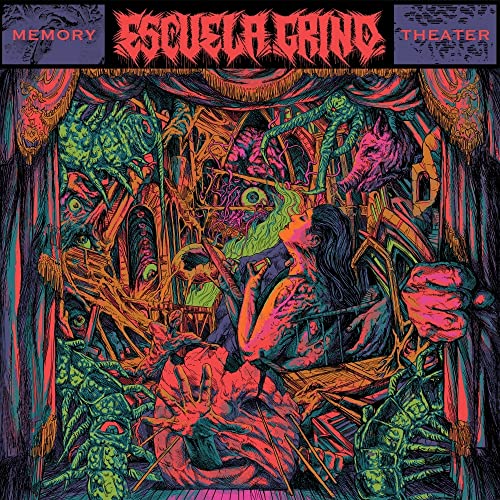 CD cover art: surreal, brightly colored illustration of a figure in a theater.