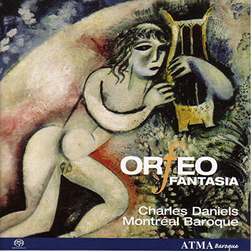CD cover: painting of Orfeo with a lyre, text “Orfeo Fantasia”.