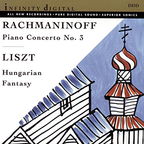 CD cover for Rachmaninoff and Liszt piano works, featuring a painted church.
