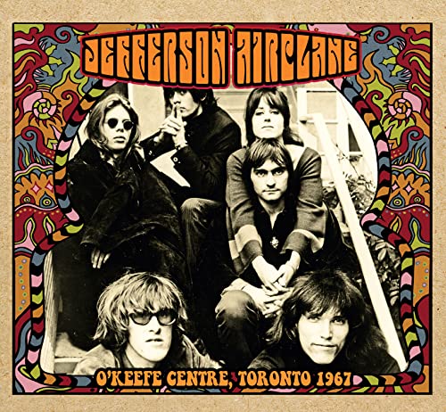 Jefferson Airplane band portrait with psychedelic floral border, 1967.