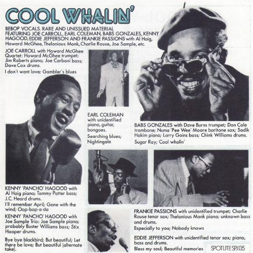 CD insert for “Cool Whalin’”, featuring black and white photos of jazz musicians.