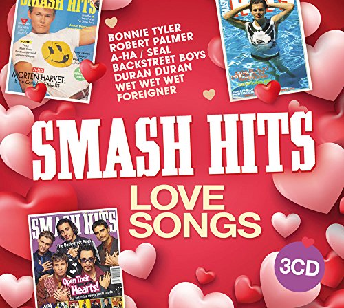 CD cover with artist names, hearts, and the title "Smash Hits Love Songs".