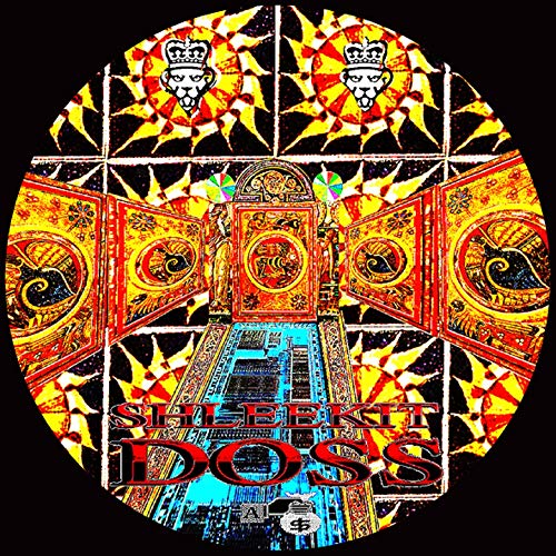 Vinyl record label with ornate, colorful geometric and animal imagery.
