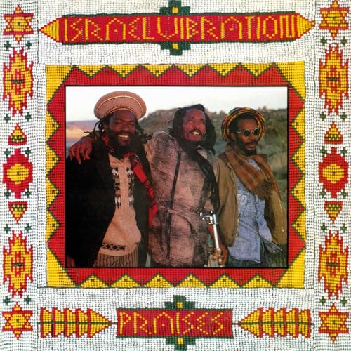 CD cover for Israel Vibration’s “Praises” featuring three smiling Rastafarian men.
