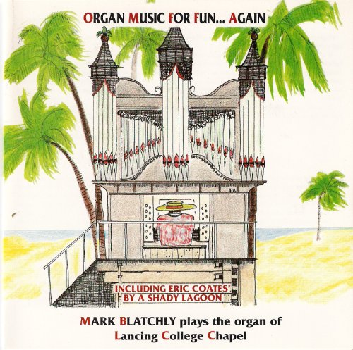 CD cover: painted organ in a beach hut with palm trees.