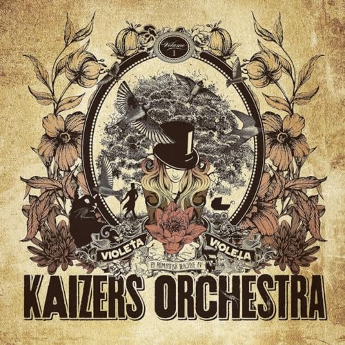 Kaizers Orchestra "Violeta Violeta" vinyl album cover with floral and bird imagery.