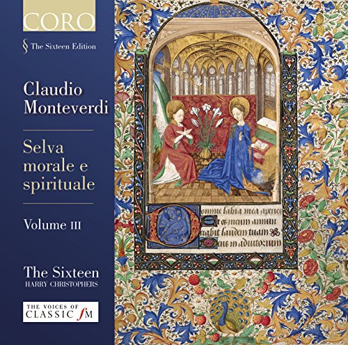 CD cover for Monteverdi’s “Selva Morale Vol.3” featuring illuminated manuscript art.