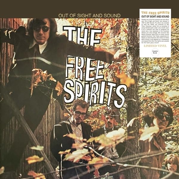 Vinyl album cover for The Free Spirits featuring band members in a wooded area.