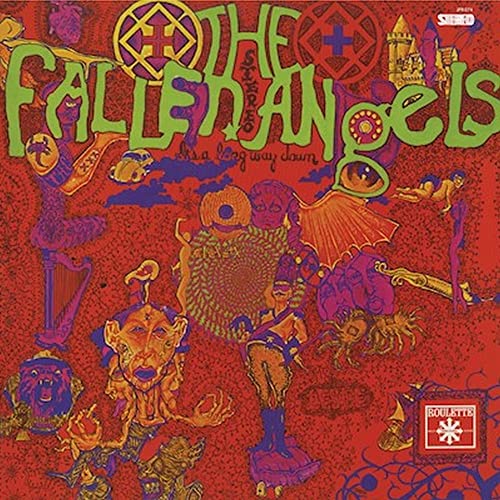 Psychedelic album cover for "The Fallen Angels" with surreal imagery.