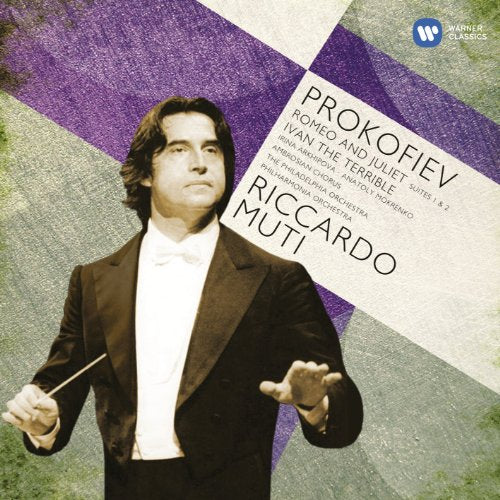 CD cover featuring Riccardo Muti conducting, with purple and green abstract background.